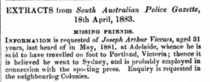 Joseph Viccars Missing